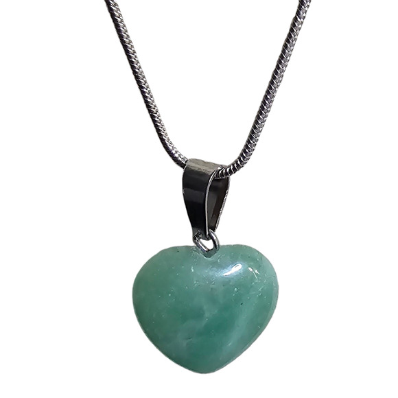 Boutique Jewelry - Natural Green Jade Heart Pendant Necklace - Boho Healing Crystal Jewelry